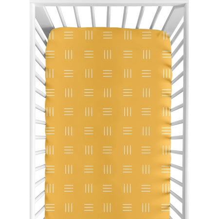 UPC: 0846480097556 | Boho Mudcloth Hatch Yellow and White Fitted Crib Sheet Boy or Girl by Sweet Jojo Designs