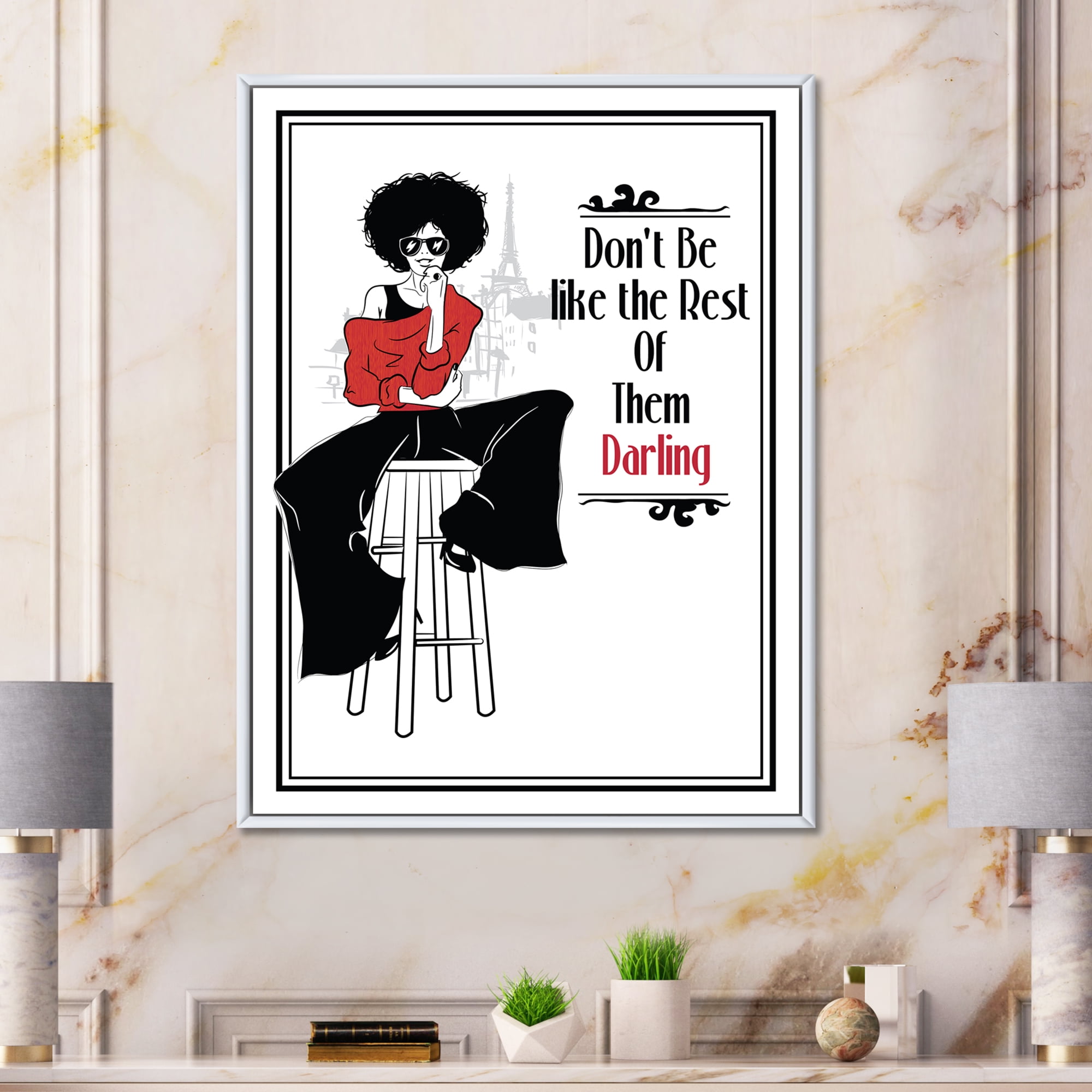 Designart 'Style Passion Life Fashion Woman VI' Modern Framed Canvas Wall Art Print
