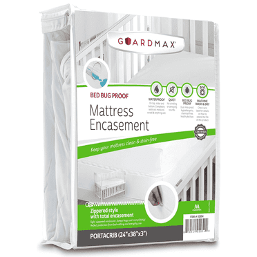 Guardmax Jersey Knitted Mini Crib Size Zippered Mattress Encasement - Waterproof & Bed Bug Proof Mattress Protector - Comfortable, Soft, and Noiseless Zippered Bedding - Dust Mite Proof (24 x 38 x 3)