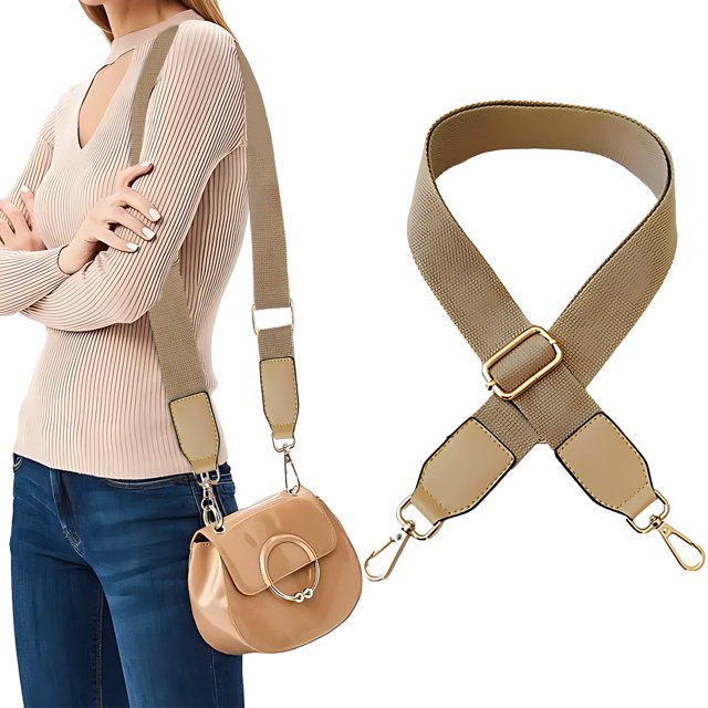 ZheElen Fine Stitching Shoulder Bag Strap No Loose Thread No Shedding Simple Bag Belt Khaki