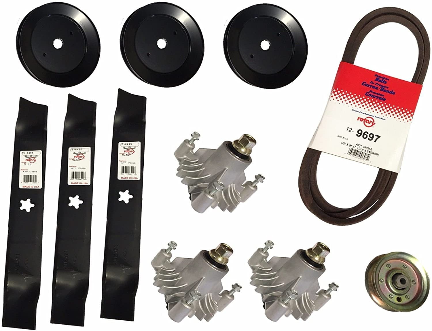 Deck Rebuild Kit Compatible with Craftsman 46" Decks Including 3 Spindles 143651 , 3 Deck