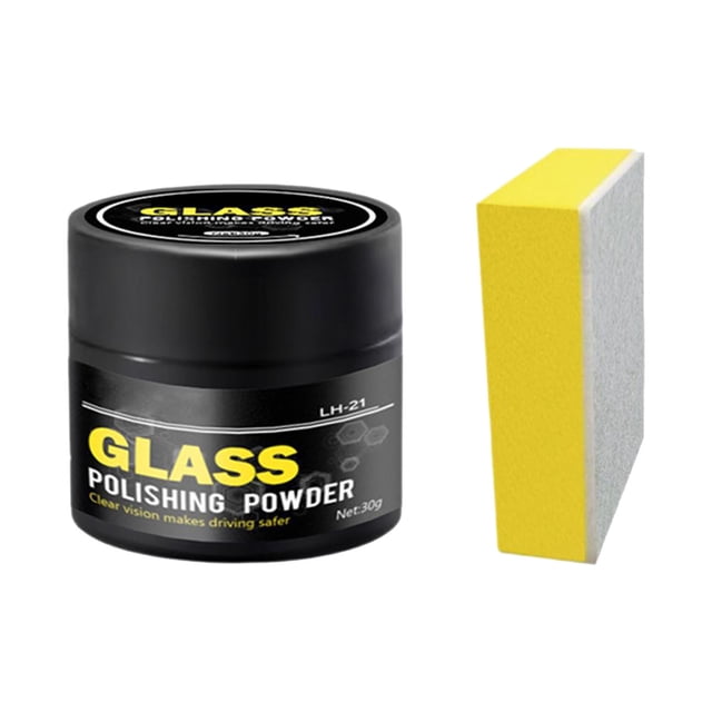 Glass Scratch Remover Kit for Car Windows and Home with Polish Powder and Sponge