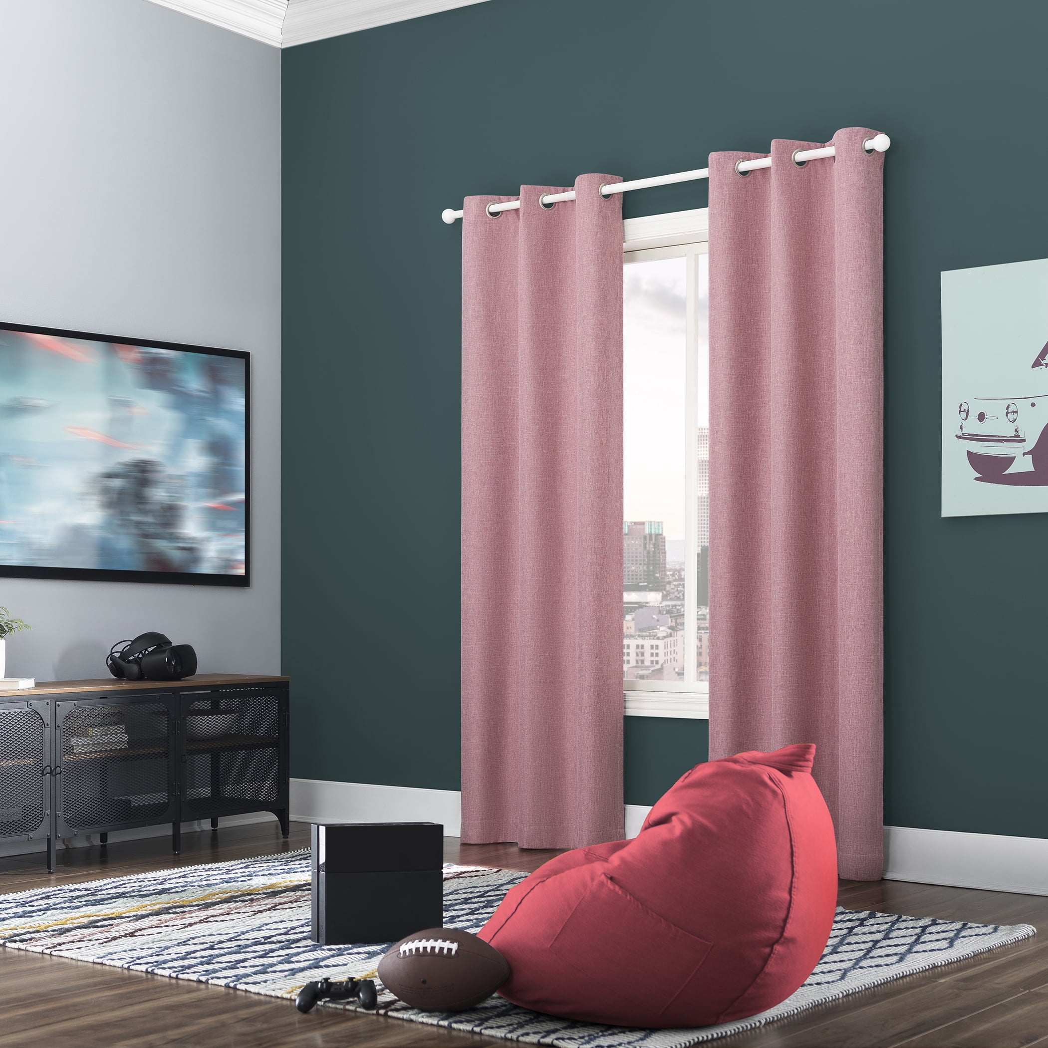 Sun Zero Miles 100% Blackout Grommet Single Curtain Panel in Pink, 40" x 96" in Pink