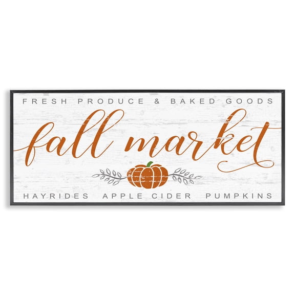 Stupell Industries Rustic Lodge Charming Fall Market Sign Black Framed Giclee Art, 24 x 10, by Jessica Mundo