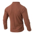 thumbnail image 6 of LEKWK Mens Henley Shirts Long Sleeve Cable Knit Texture Pullover Sweater Stand Collar Casual Shirts Warm Soft Autumn Winter Daily Fashion Soft Top, 6 of 8