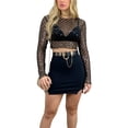 thumbnail image 5 of Lamuusaa Women Crop Top, Long Sleeve Sequined Beaded See-through Ladies T-shirt for Club Party, 5 of 8