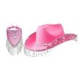 thumbnail image 3 of Sombrero de vaquero Sunnimix con pañuelo Estampado de cachemira Y Flecos para mujer rosa, 3 of 7