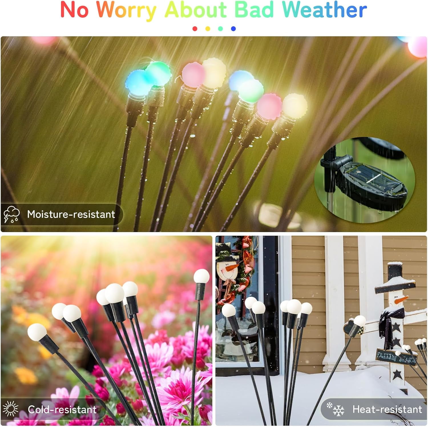 FEFEFW-Firefly Garden Decor Lights, 32 LEDs Firefly Solar Light Outdoor Waterproof, 4 Pack 8 Heads Multicolor Changing Swaying Lights for Yard Patio Pathway Lawn Decor