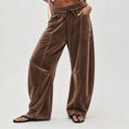 thumbnail image 6 of Cmfcve Women's Wide Leg Barrel Sweatpants Casual Daily Elastic Waist Velvet Long Pants with Pockets, 6 of 6