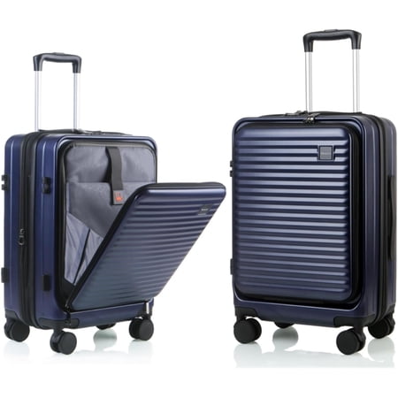 Carry Luggage Airline Approved, 20 Inch Expandable PC Hardside Lightweight Suitcases with Spinner Wheels and TSA Lock (Dark Blue, 20 Inch)