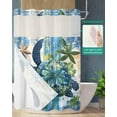 thumbnail image 2 of No Hook Shower Curtains with Snap in Liner, Sea Turtle Coastal Waterproof Fabric Shower Curtain, Nautical Beach Summer Retro Double Layers & See-Through Top Window Bathroom Curtains 72''x84'', 2 of 6