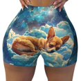 thumbnail image 2 of Gukieu Artistic Starry Sky Cloud Dog Print Women's Sports Shorts, Elastic Waist High Stretch Running Yoga Gym Sweatpants-Small, 2 of 8