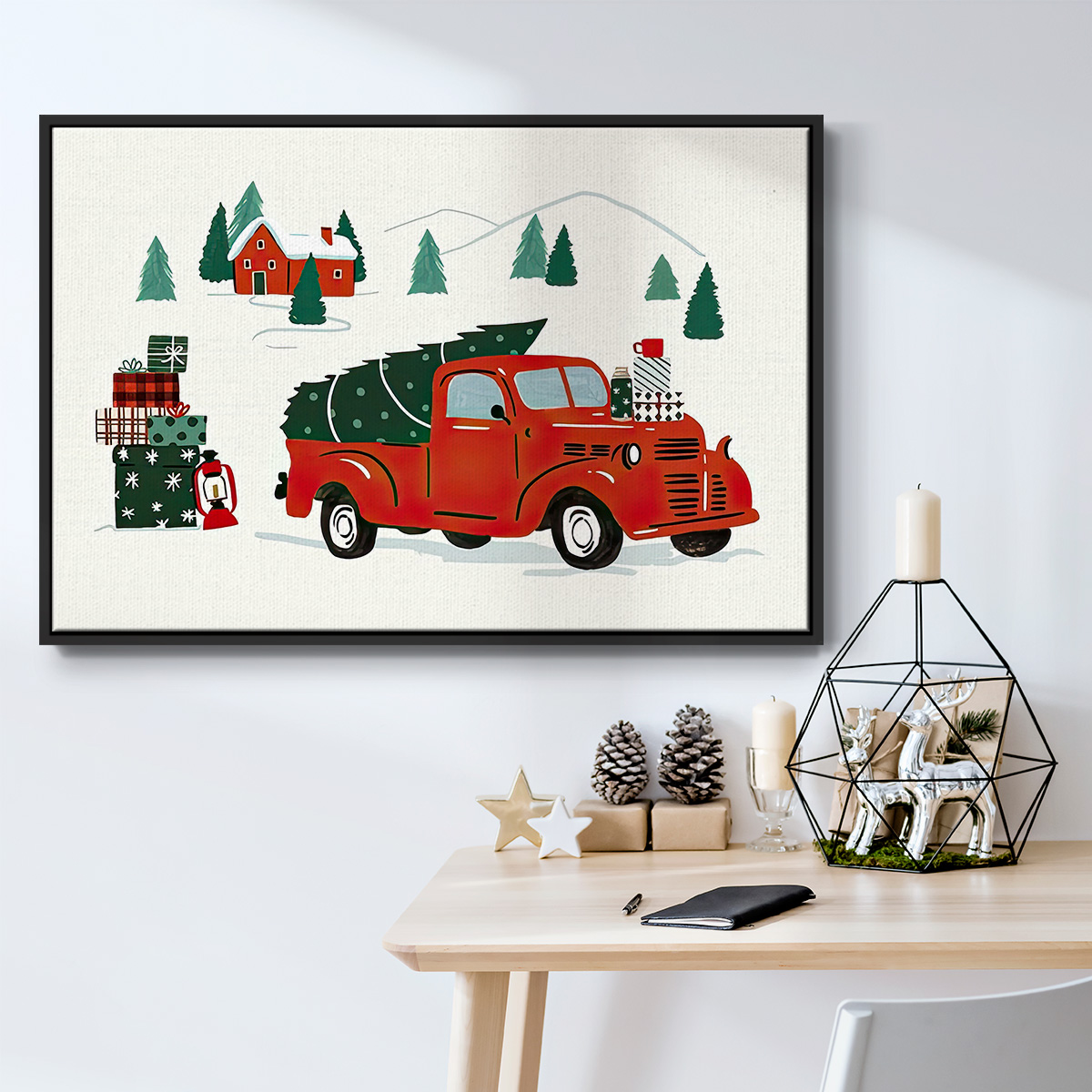 Going to Grandmas Collection A - Framed Gallery Wrapped Holiday Canvas - 27 x 41 - Black Frame