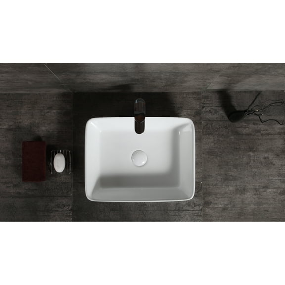Marley Over the Counter Vessel Ceramic Basin Sink, Glossy White