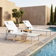 thumbnail image 4 of Harbweb Outdoor Chaise Lounge Chair Set of 2 , 5-Position Adjustable Sun Tanning Chair with Pillow, Aluminum Patio Lounge Chair with Wheels & Armrests for Garden, Beach, Patio, Pool, White, 4 of 8