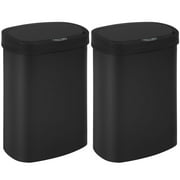 BestOffice 13 Gallon Plastic Touchless Trash Can with Motion Sensor for Indoor Use, 2 Pack(Black)