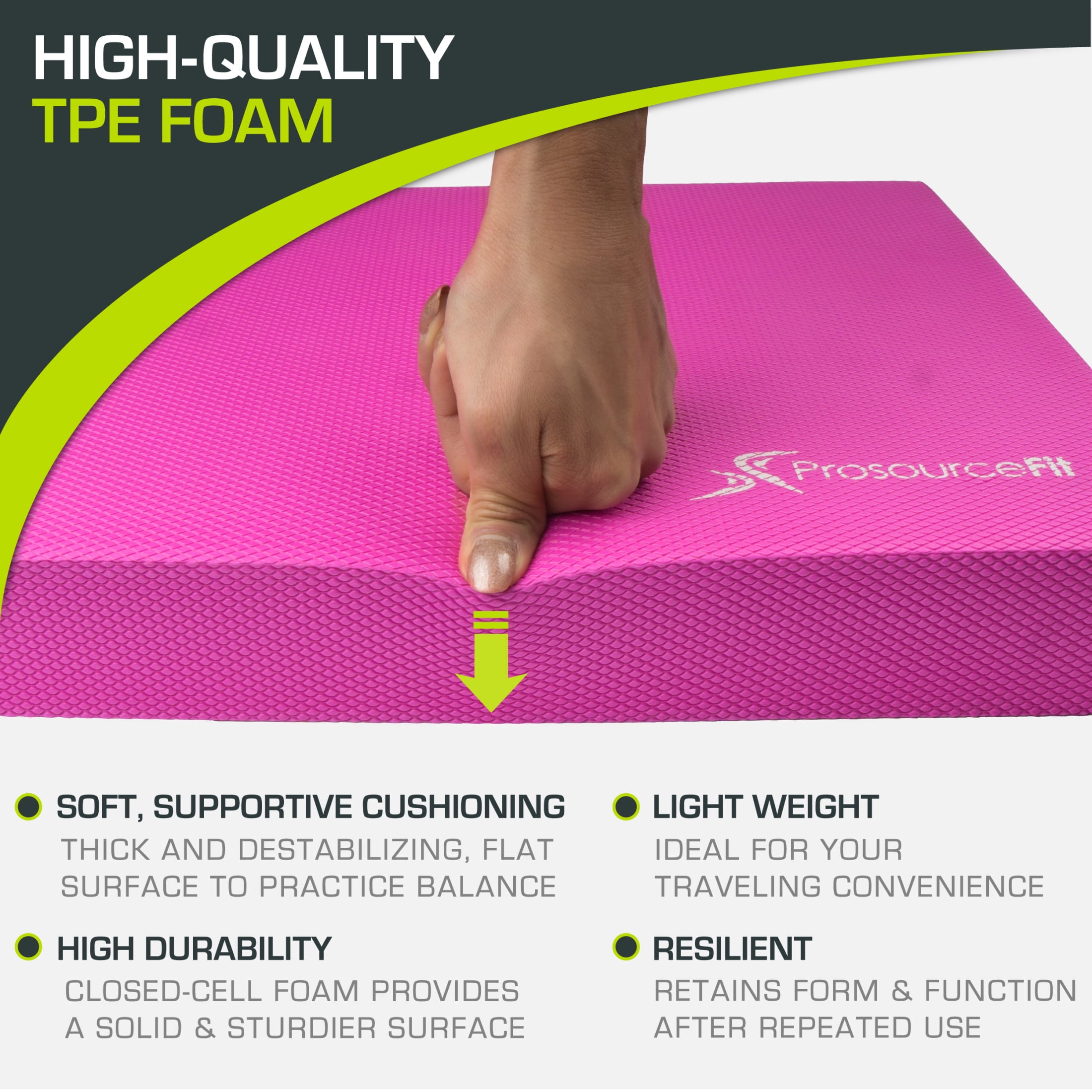 ProsourceFit Exercise Balance Pad made with Non-Slip Cushioned Foam for Fitness & Knee Support 15.5"x12.75"