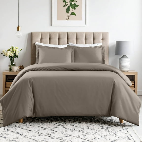 Superior Cotton Blend 600 Thread Count Duvet Cover Set, Twin, Grey
