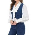thumbnail image 4 of INSPIRE CHIC Women's Denim Button up Scoop Neck Sleeveless Coppped Vest Jacket Mid-Blue L, 4 of 5