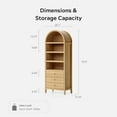 thumbnail image 2 of EYYTHUNG 71" Tall Arched Cabinet, 4-Tier Storage Cabinet with 3 Drawers and Shelves, Modern Farmhouse Arched Bookcase Versatile Boho Kitchen Pantry Cabinet, Natural Oak, 2 of 7