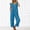 Blue, variant on Linen Rompers for Women Casual Short Sleeve Button Down Overalls Wide Leg Loose Jumpsuit with Pockets