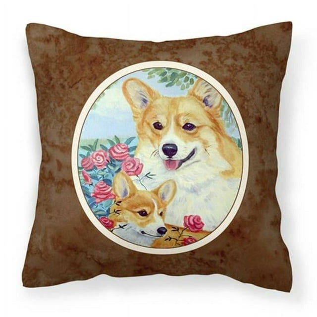 Carolines Treasures 7084PW1414 Corgi Momma Loves Roses Fabric Decorative Pillow