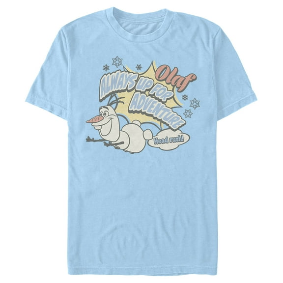 Men's Frozen Olaf Always Up For Adventure Head Rush Graphic Tee Light Blue 3X Large