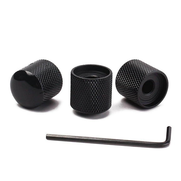 Xingzhi 3Pcs Professional Metal Black Guitar Tone Volume Knob with Hole Guitar Parts