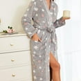 thumbnail image 4 of Arlun Plush Robes for Women Fuzzy Valentine's Day Long Bath Robe Fluffy Cute Printed Soft Comfortable Warm Winter Loungewear Fashion Long Sleeve Sleepwear with Pockets 7-Grey XL, 4 of 5