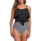 thumbnail image 2 of Lucakuins Traje de baño Switmsuit Bikini Set para mujer Trajes de baño de una pieza Top Ruffled Racerback con parte inferior de talle alto Tankini Set Lucakuins moda, 2 of 4