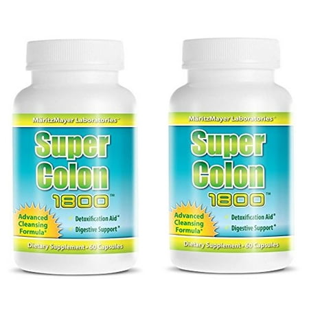 Super Colon 1800 Max Strength Weight Loss Detox Cleanse All Natural with Acai Fruit and Fennel Seeds 60 Capsules Per Bottle (2