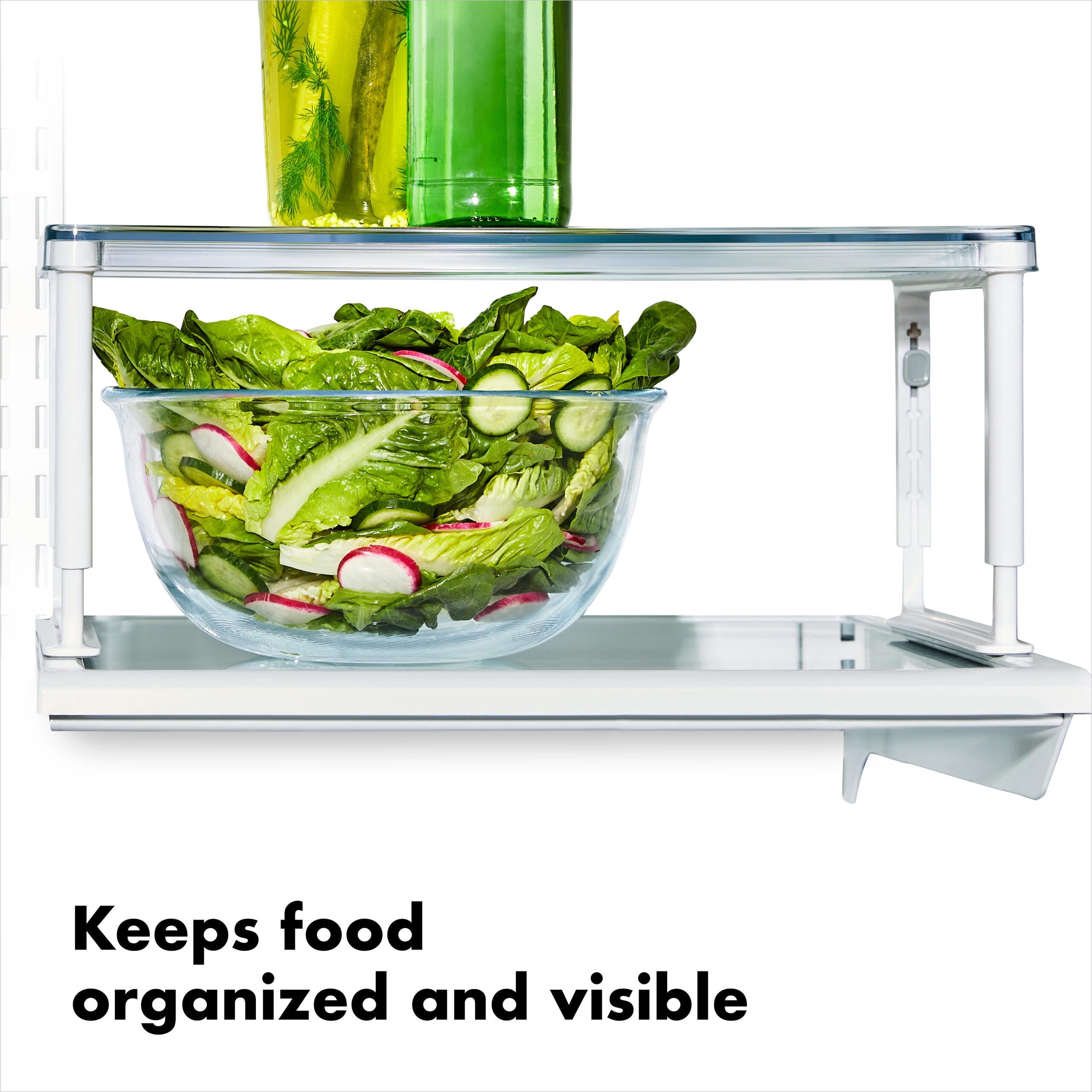 OXO Refrigerator Organizer Adjustable Shelf Riser, Clear