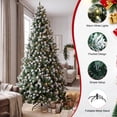 thumbnail image 2 of 7ft Pre-Lit Christmas Tree, Pre-Decorated Artificial Froste Pine Holiday Decoration w/ 350 Lights, 1000 Frosted Tips, Pine Cones, Metal Base, Hinged Design Easy to Setup, for Home Office Xmas Decor, 2 of 11