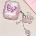 thumbnail image 5 of Cute 3D Butterfly Purple New Headphones Case for AirPods 1 2 3 with Beads Pendant Protective Shell Soft Cover for AirPods Pro 2 (A,for airpods pro 2), 5 of 6