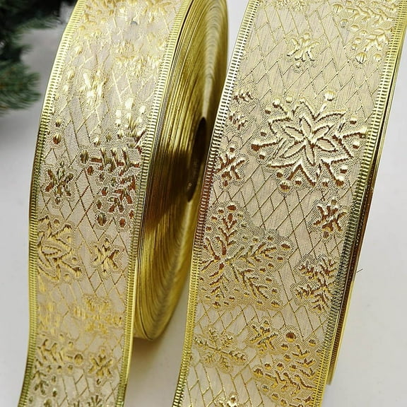 Christmas Decoration Ribbon with Snowflakes 2m Cloth for Bows and Garlands