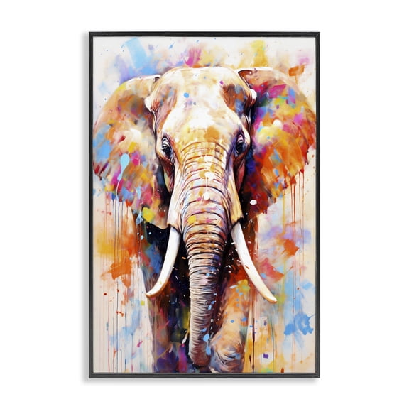 Stupell Industries Modern Wild Elephant Bull Black Framed Giclee Art, 12 x 18, by Ray Powers