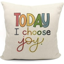 Motivational Quote Today I Choose Happy Throw Pillow Case, Inspirational Gifts for Teens Kids,18 x 18 Inch Colorful Word Art Decorative Linen Cushion Cover for Sofa Couch Bed