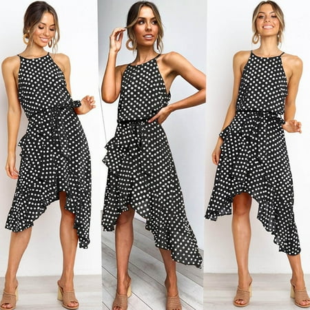 

Wyongtao Cozy Summer Fashion Polka Dot Lace Irregular 3-Color Women Dress