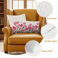 thumbnail image 6 of Pink Tulip Flower Outdoor Pillow Covers Pack of 2 Spring Leaf Floral Plant Beige Linen Waterproof Throw Pillow Covers Decorative Cushion Cases for Patio Garden Tent Balcony Couch 20x20 inch, 6 of 9