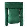 thumbnail image 5 of NAMTYQX Ladies Sweaters Off Shoulder Knit Long Sleeve Slim Fit Casual Pullover Sweaters for Women Solid Warm Green Size 2XL, 5 of 5