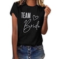 thumbnail image 2 of Team Bride Print T Shirt for Women Short Sleeve Crew Neck Tee Letter Print Summer Casual Tops Black L, 2 of 6