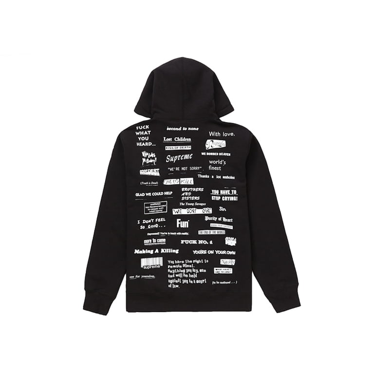 stop Crying Hooded Sweatshirt【Supreme】 Supreme Men's Stop Crying Hooded Sweatshirt Black, from StockX