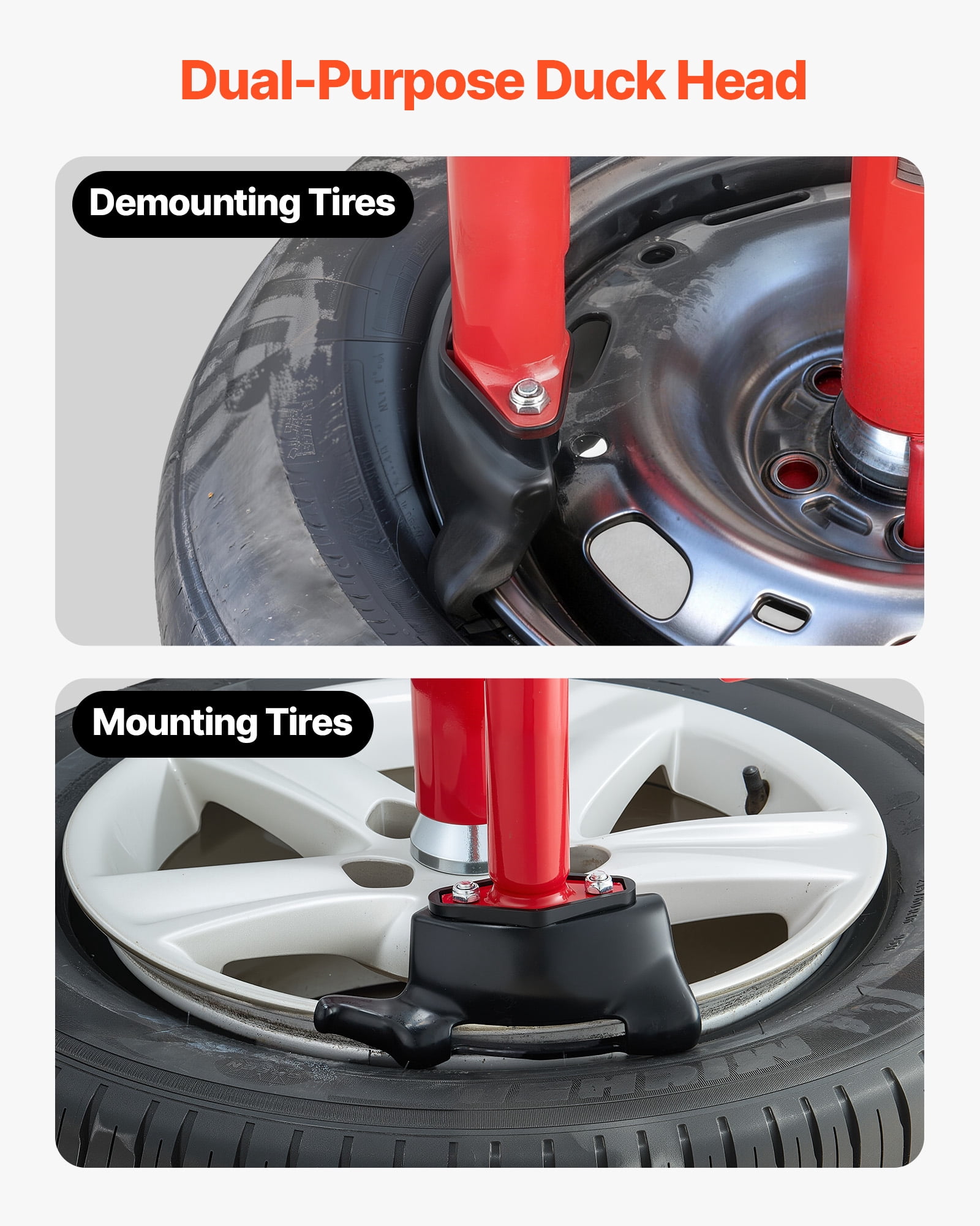 VEVOR Manual Tire Changer Duck Head Kit with Silver Cone, Fit for 16"-21" Wheels, Heavy Duty Manual Tire Changer Duck Head Adapter Kit, Mounting and Demounting Tool for Most Cars, SUVs, Trucks, ATVs