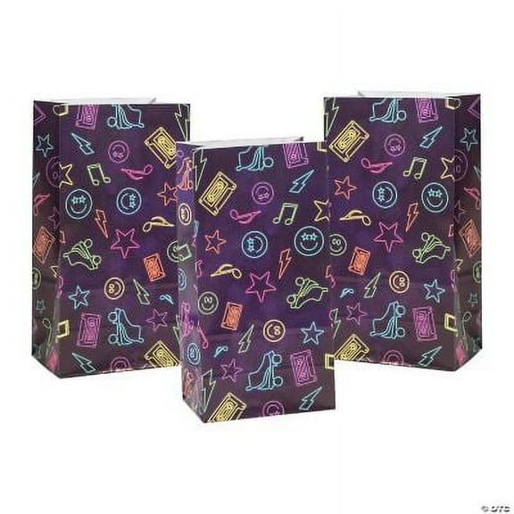 Retro Vibes Treat Bags, Birthday, Party Supplies, 12 Pieces