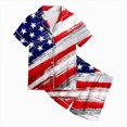 thumbnail image 4 of Kaprioy My First 4th of July Baby Girl Outfit Satin Pajama Sets Short Sleeve Button Down Sleepwear Silky Nightwear Loungewear 2 Piece PJS, 4 of 5