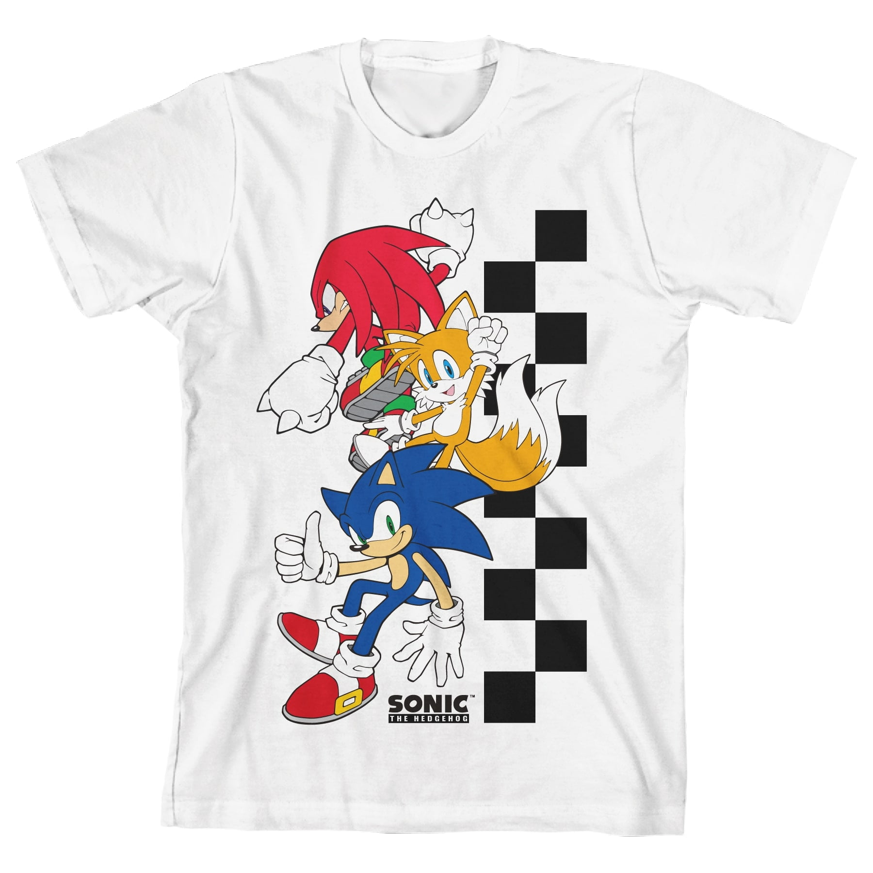 Checkered Sonic The Hedgehog, Tails and Knuckles Youth Boy’s White T ...