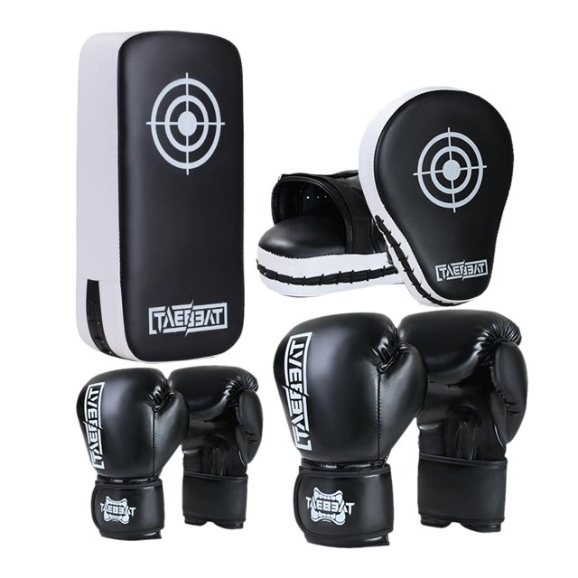 Guantes de boxeo mitones Kick Pack Set Kick Boxing Strike Pads equipo de boxeo Negro