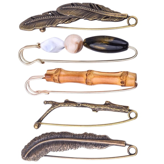 5pcs  5 Styles Vintage Chic Brooch Extra Large Safety Pins Heavy Duty Safety for Women Men Clothing Sweaters Shawls Collars Scarf Blankets Crafts,