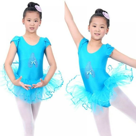 [BRAND CLEARANCE!!!] 3-7Y Gymnastics Leotard for Girls Child Ballet Dress Professional Ballet Tutu Dress Leotard Dance Clothes Ballet Clothing (Blue)