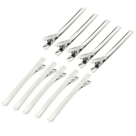 Hair Silver Unique BargainsWomen Metal DIY Craft Alligator Pattern Hair Clip Barrette Silver Tone 8cm Long 10pcs ()